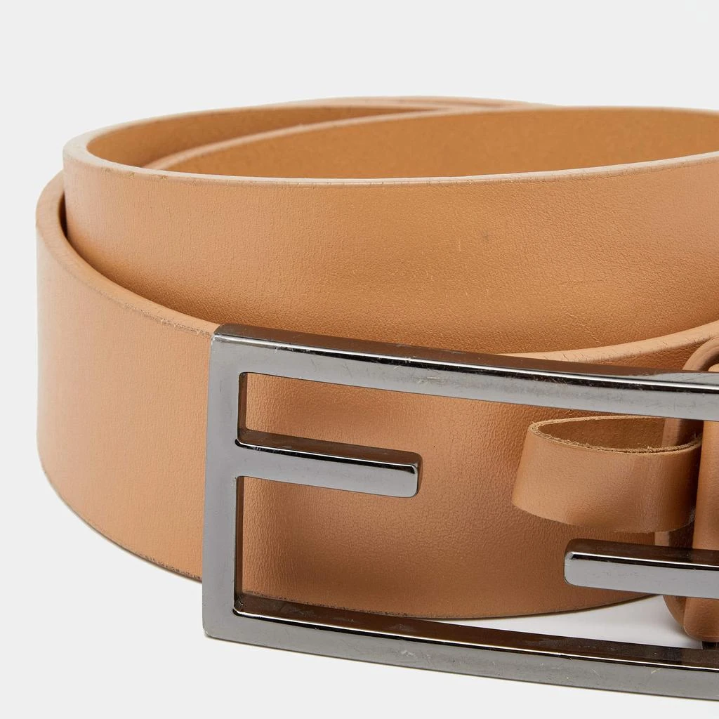 商品[二手商品] Fendi|Fendi Beige Leather FF Logo Buckle Belt 100 CM,价格¥851,第3张图片详细描述