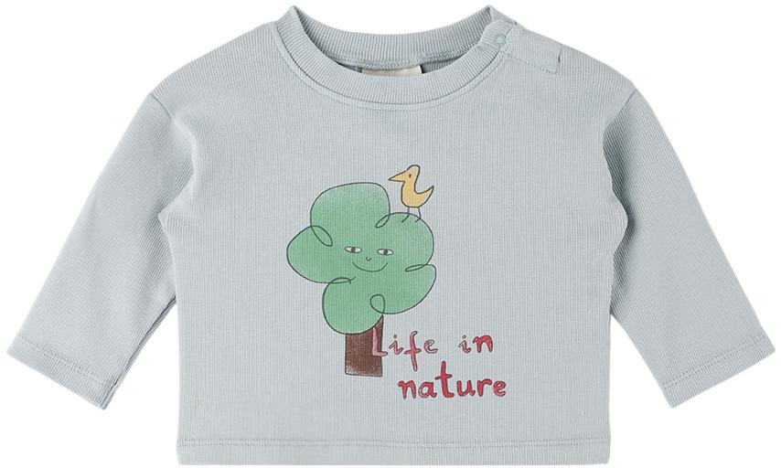 Baby Blue 'Life In Nature' Long Sleeve T-Shirt商品第1张图片规格展示