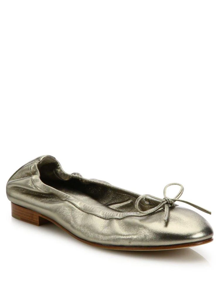 商品Manolo Blahnik|Tobaly Metallic Leather Ballet Flats,价格¥1649,第1张图片