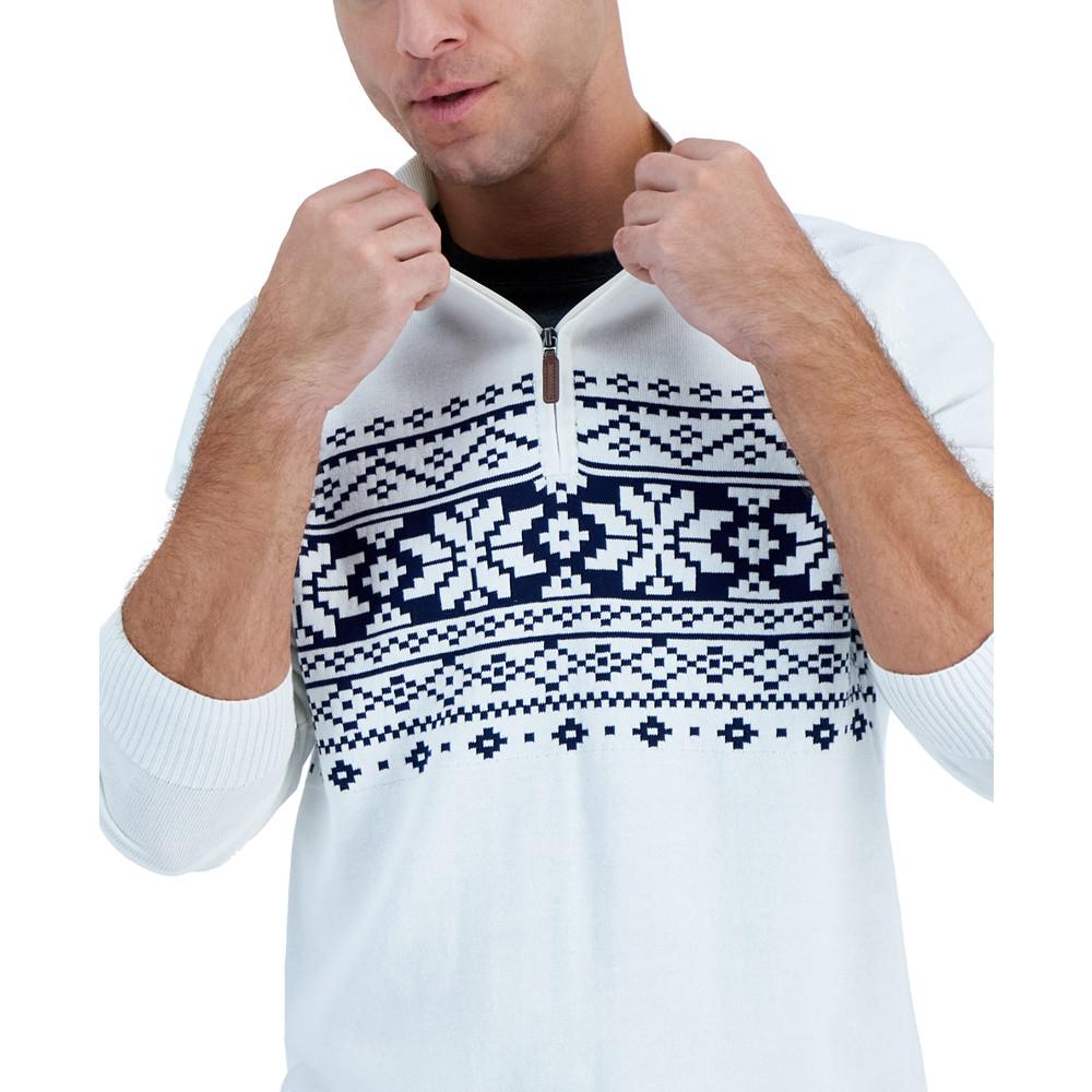Men's Quarter-Zip Fair Isle Sweater, Created for Macy's商品第3张图片规格展示