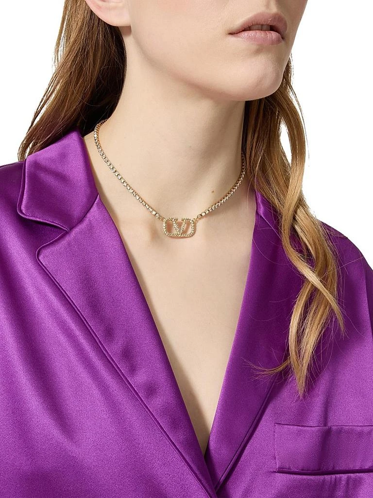 商品Valentino|V-Logo Signature Metal and Swarovski Crystal Necklace,价格¥7309,第2张图片详细描述