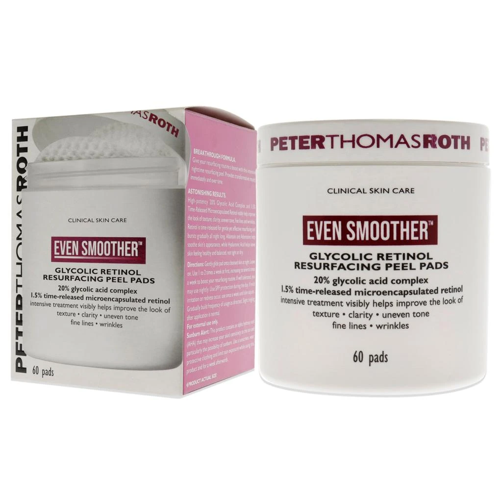 商品Peter Thomas Roth|Even Smoother Glycolic Retinol Resurfacing Peel Pads by  for Women - 60 Pads Treatment,价格¥346,第4张图片详细描述