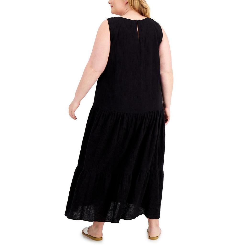 商品Calvin Klein|Plus Womens Sleeveless Tiered Shift Dress,价格¥325-¥352,第4张图片详细描述