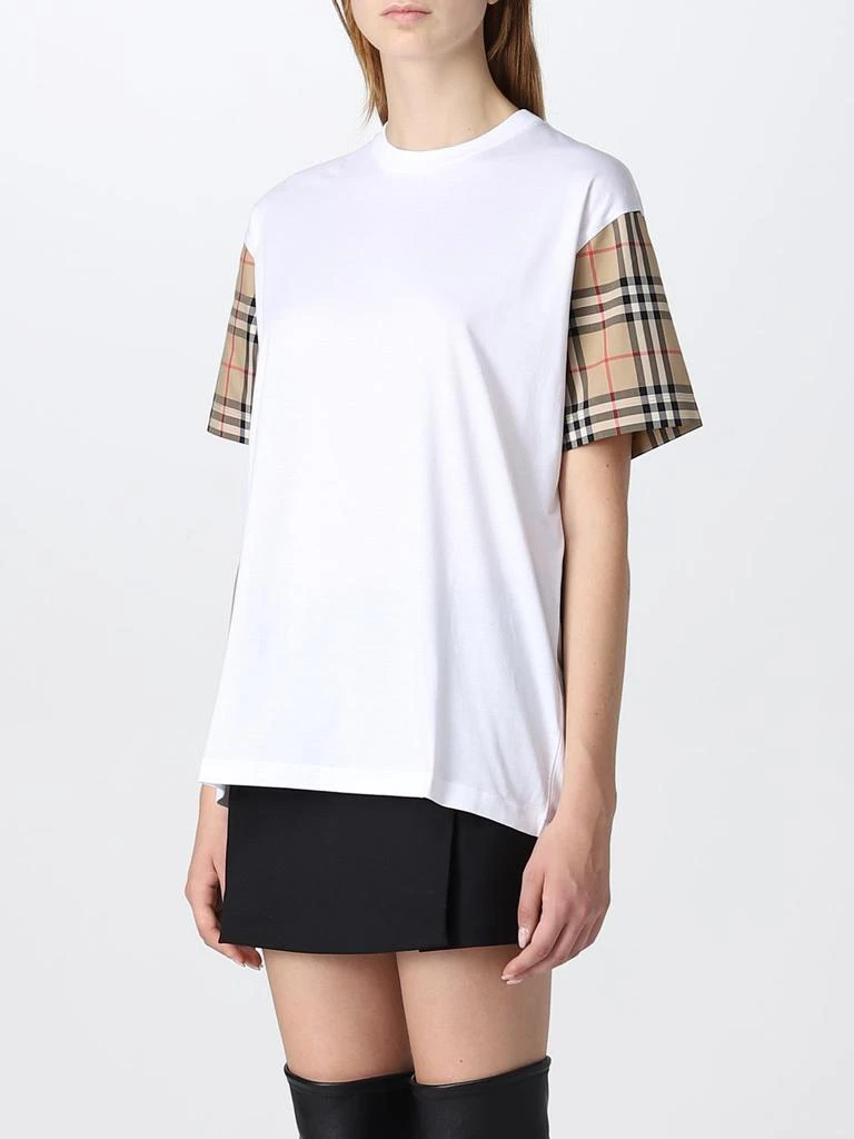 商品Burberry|Burberry oversize cotton t-shirt with check sleeves,价格¥2524,第4张图片详细描述