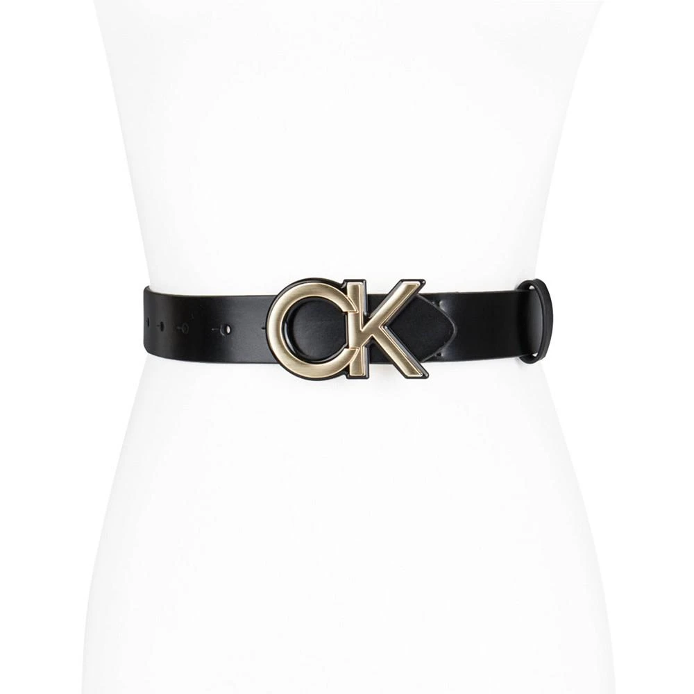 商品Calvin Klein|Women's Lucite Monogram Plaque Buckle Dress Belt,价格¥203,第4张图片详细描述
