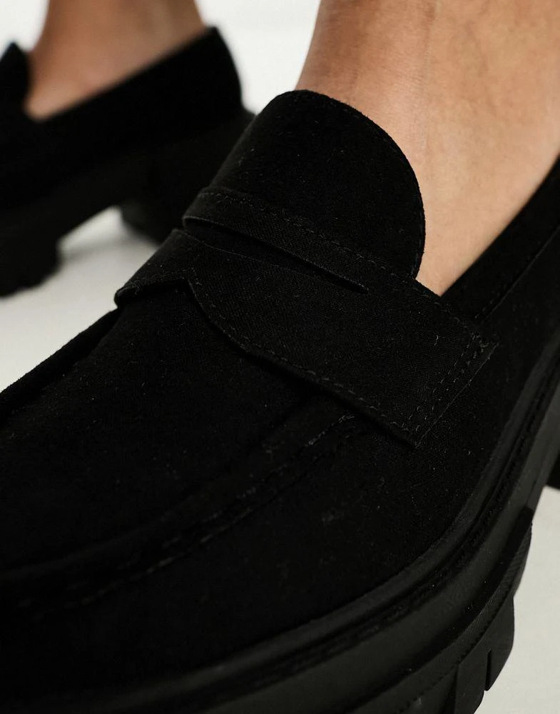 商品ASOS|ASOS DESIGN Script chunky mid heeled loafers in black,价格¥299,第4张图片详细描述