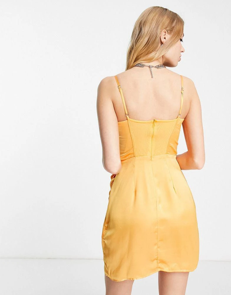 商品Bershka|Bershka corset detail satin mini dress in soft orange,价格¥270,第3张图片详细描述