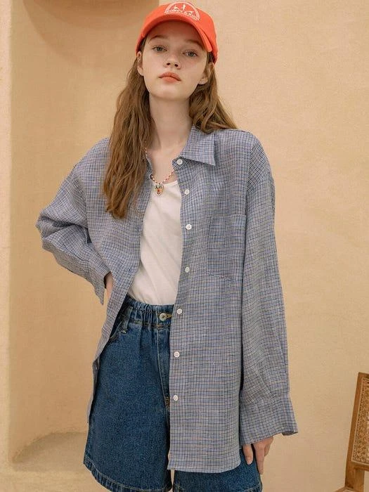 商品VANONE|A3415 Daddy Look Linen Shirt (Blue),价格¥960,第1张图片