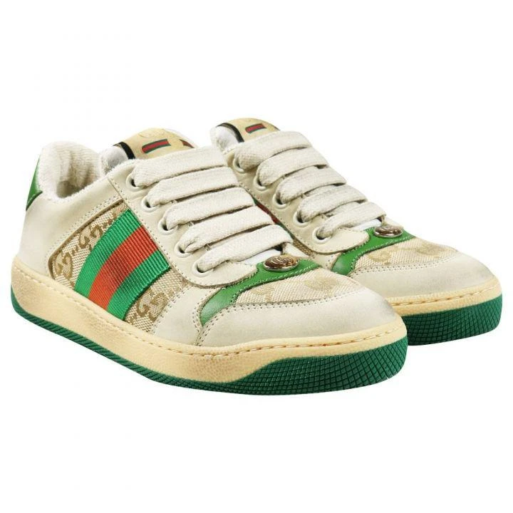 商品Gucci|Beige & Green Logo Trainers,价格¥1410,第2张图片详细描述