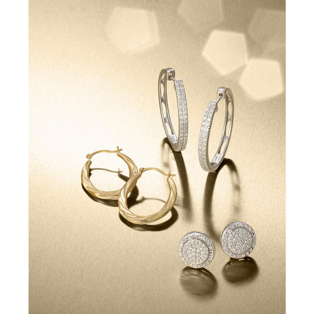 Diamond Hoop Earrings (1/4 ct. t.w.) in Sterling Silver, 14k Rose Gold-Plated Sterling Silver or 14k Gold-Plated Sterling Silver商品第3张图片规格展示