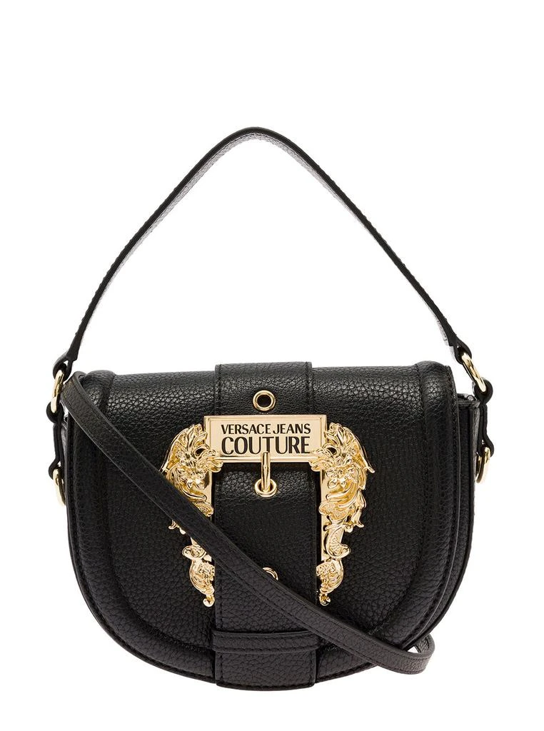 商品Versace|Black Crossbody Bag in Leatherette with Baroque Maxi Buckle VERSACE JEANS COUTURE Woman,价格¥1290,第1张图片