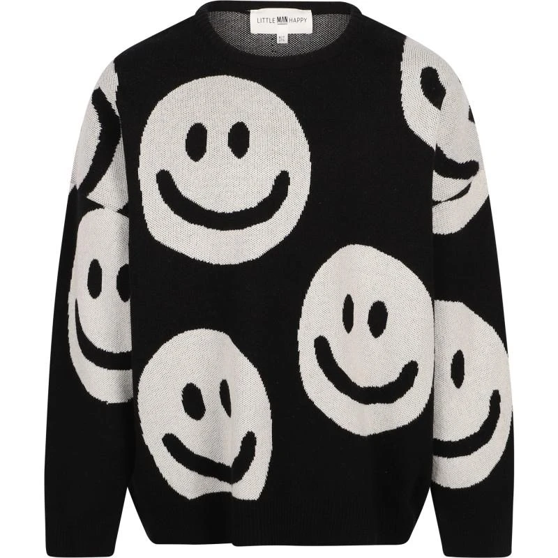 商品Little Man Happy|Happy knit sweater in black and white,价格¥753,第1张图片