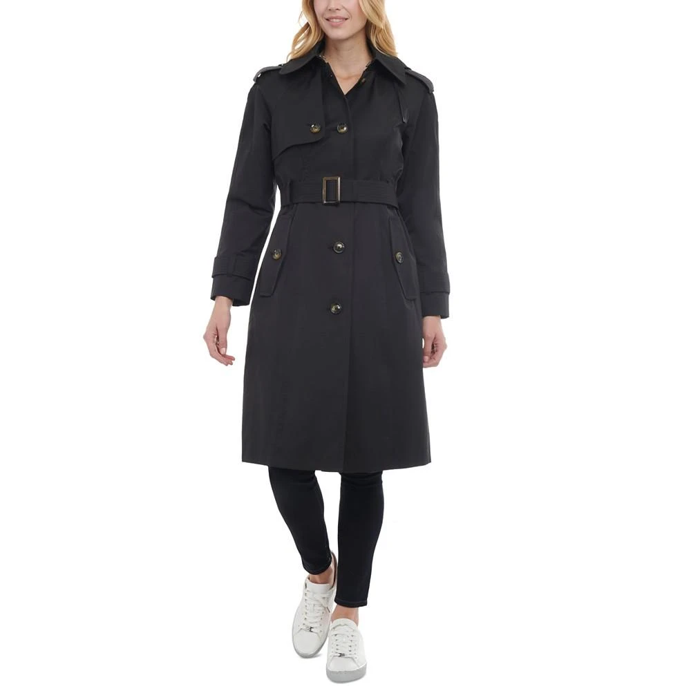 商品London Fog|Women's Petite Hooded Belted Water-Repellent Trench Coat,价格¥1172,第1张图片
