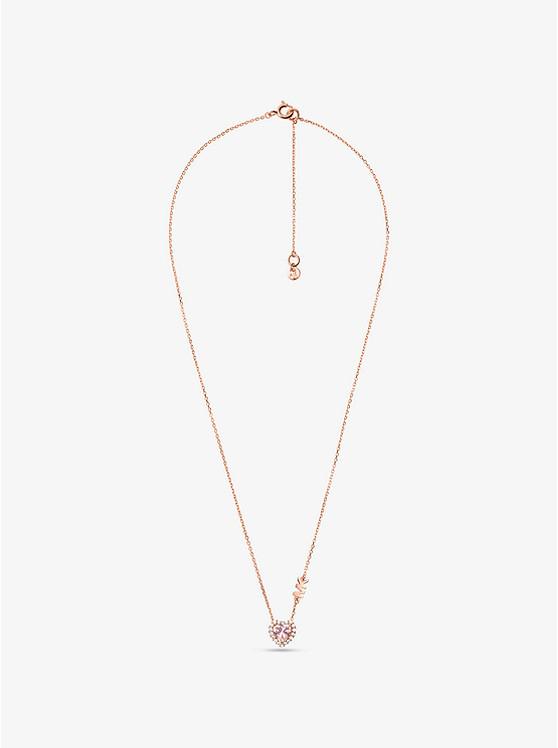 14K Rose Gold-Plated Sterling Silver Pavé Heart Necklace商品第3张图片规格展示