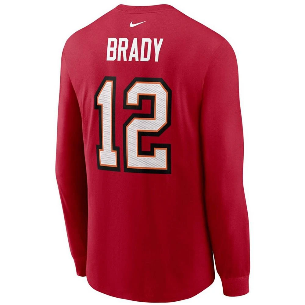 商品NIKE|Men's Tom Brady Red Tampa Bay Buccaneers Player Name Number Long Sleeve T-shirt,价格¥225,第2张图片详细描述