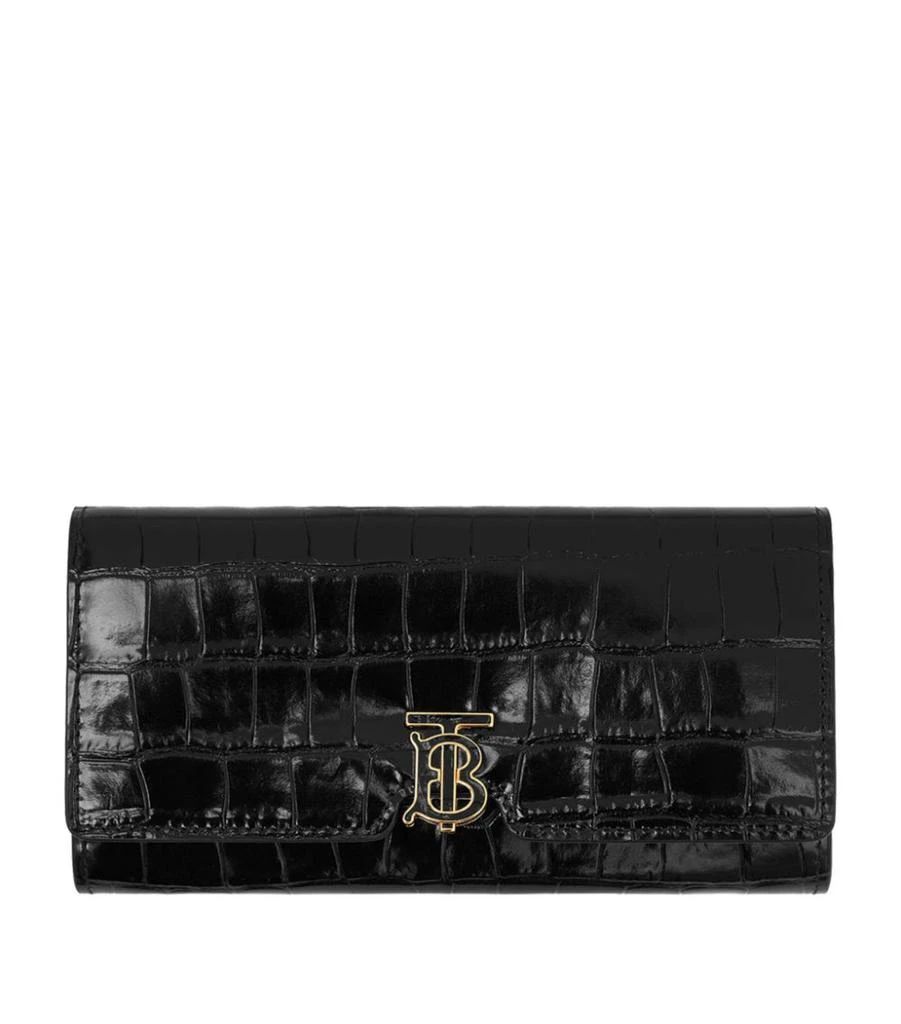 商品Burberry|Croc-Embossed Leather TB Continental Wallet,价格¥6045,第1张图片