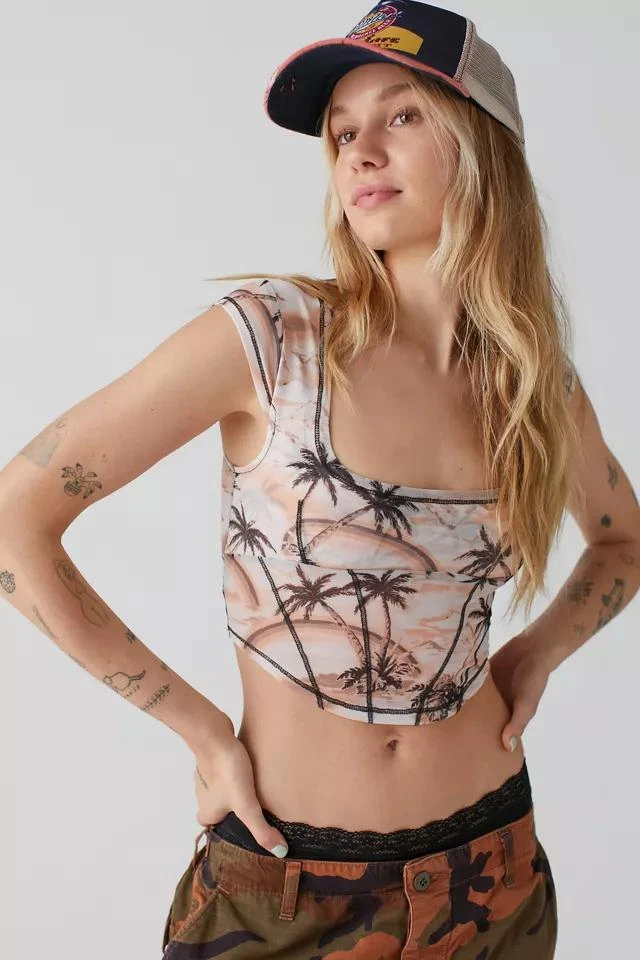 商品Urban Outfitters|UO Nyla Mesh Cropped Corset Top,价格¥38,第5张图片详细描述