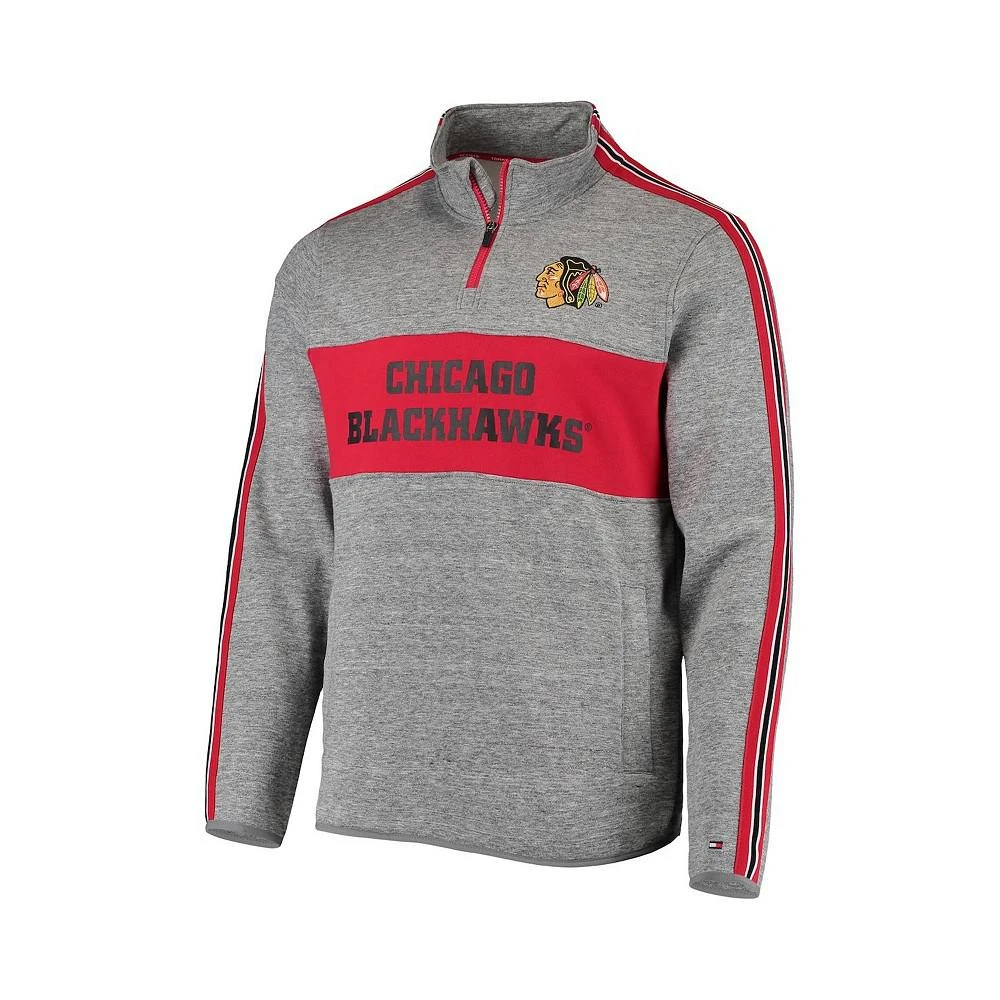 商品Tommy Hilfiger|Men's Heathered Gray Chicago Blackhawks Mario Quarter-Zip Jacket,价格¥546,第2张图片详细描述