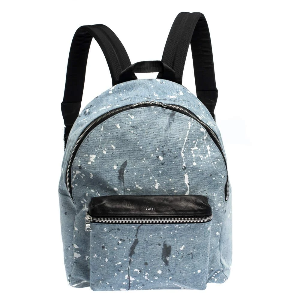 商品[二手商品] AMIRI|Amiri Wash Blue/Black Paint Denim and Leather Splatter Backpack,价格¥1514,第1张图片
