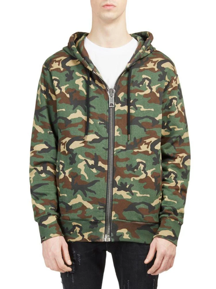 商品Palm Angels|Camo Maxi Zip Cotton Hoodie,价格¥1437,第1张图片