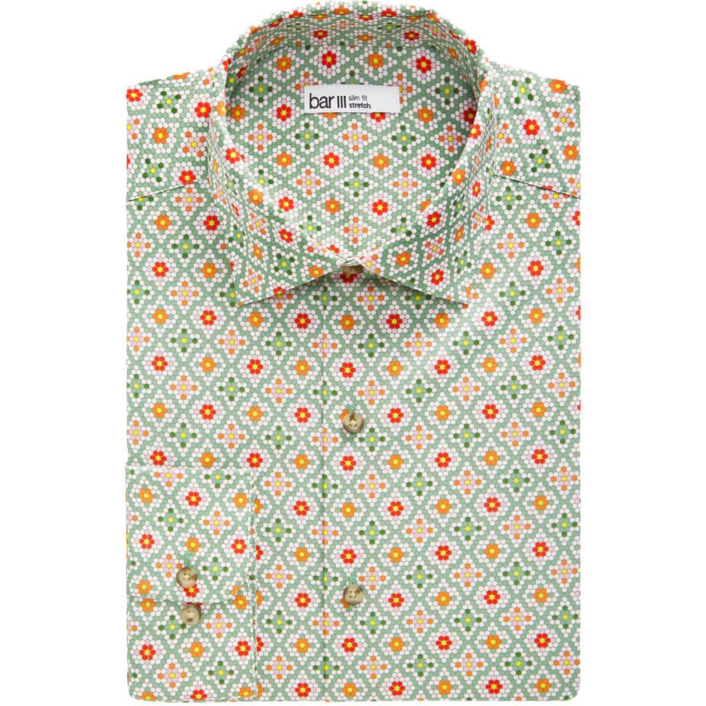 Bar III Mens Organic Cotton Printed Button-Down Shirt商品第1张图片规格展示