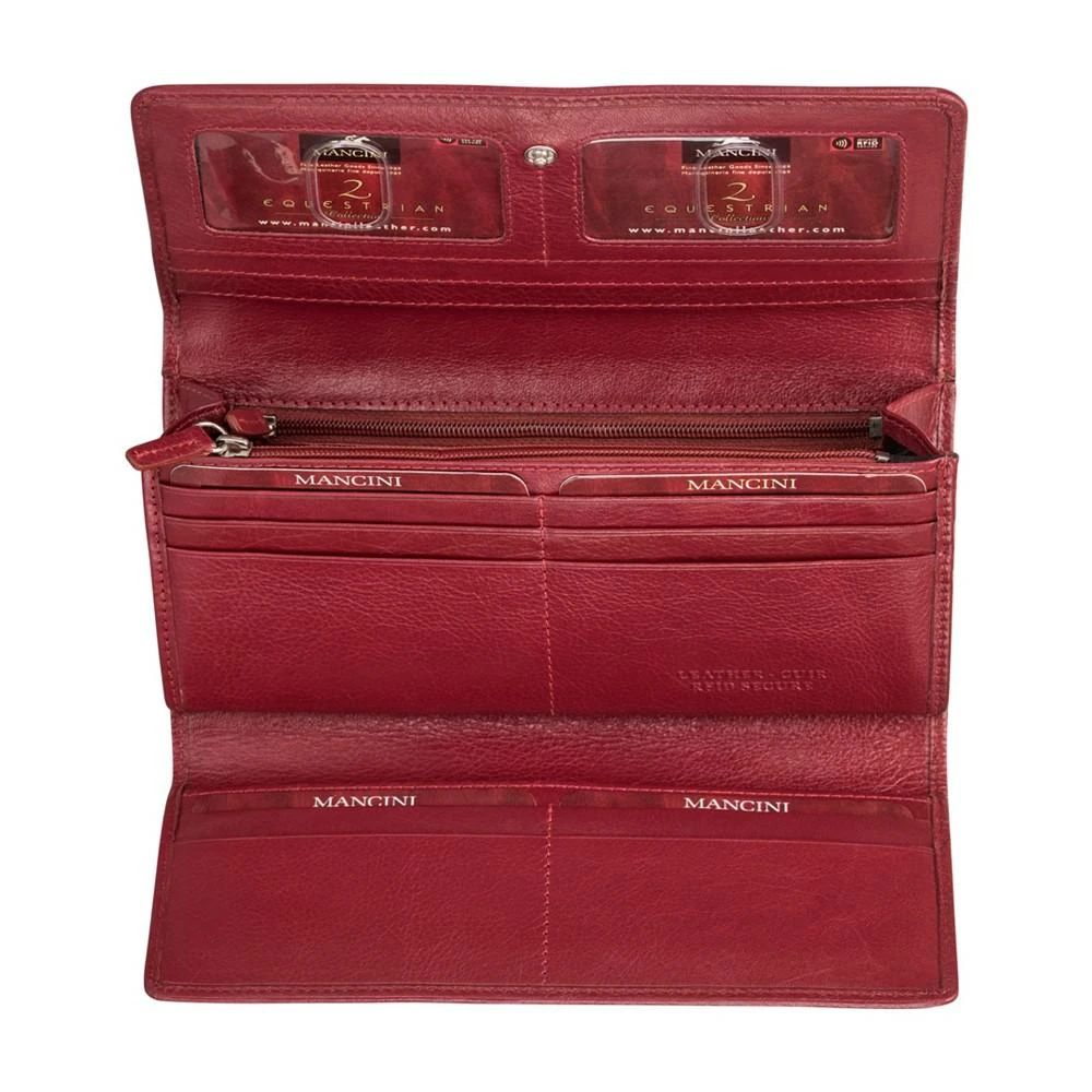 商品Mancini Leather Goods|Equestrian-2 Collection RFID Secure Trifold Wallet,价格¥844,第5张图片详细描述
