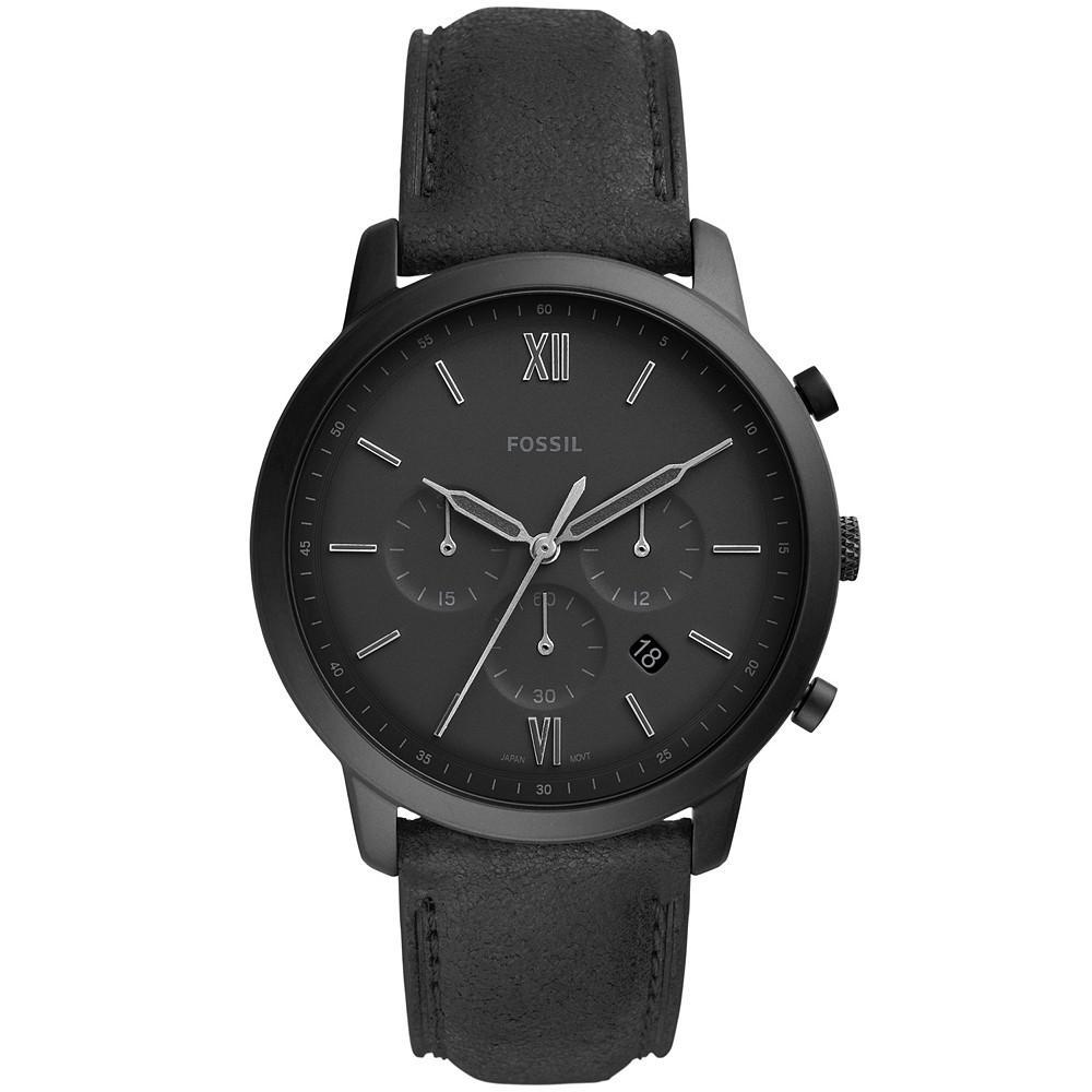 商品Fossil|Men's Neutra Chronograph Black Leather Strap Watch 44mm,价格¥1163,第1张图片