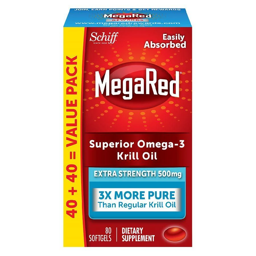 500mg Extra Strength Omega-3 Krill Oil Supplement Softgels