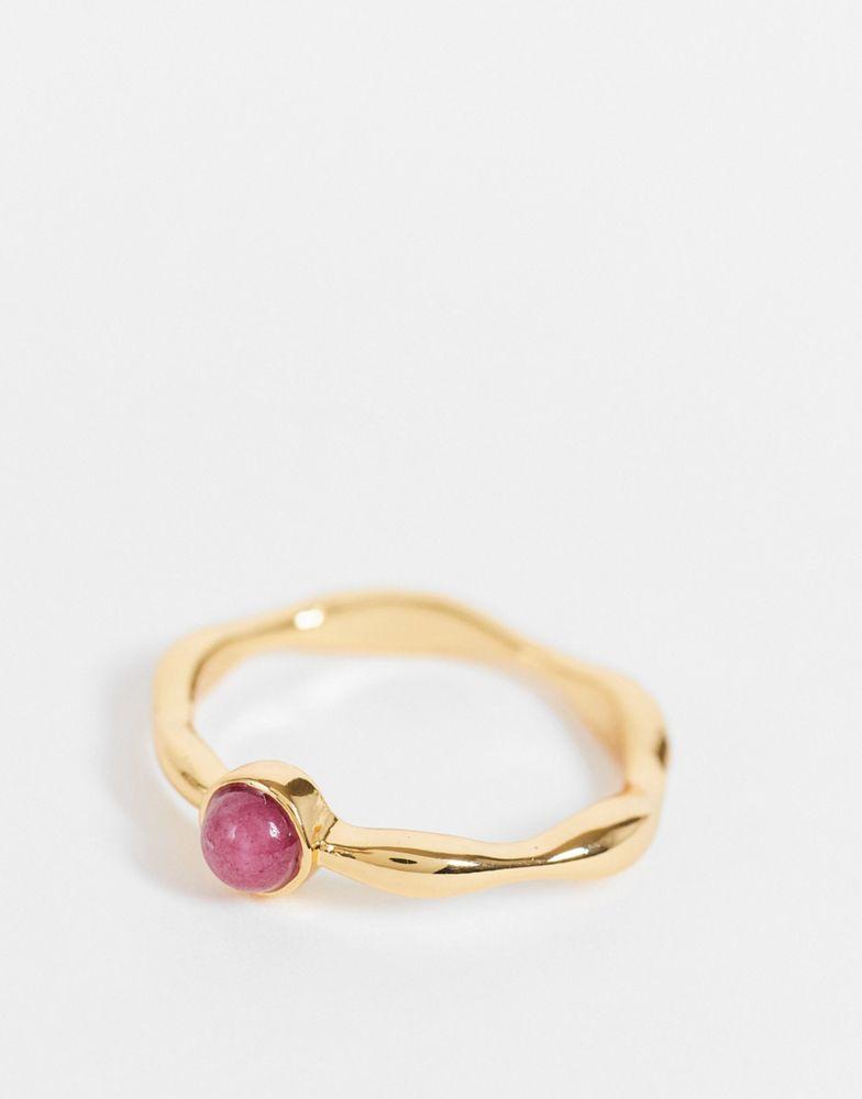 ASOS DESIGN 14k gold plated ring with garnet style birthstone商品第2张图片规格展示