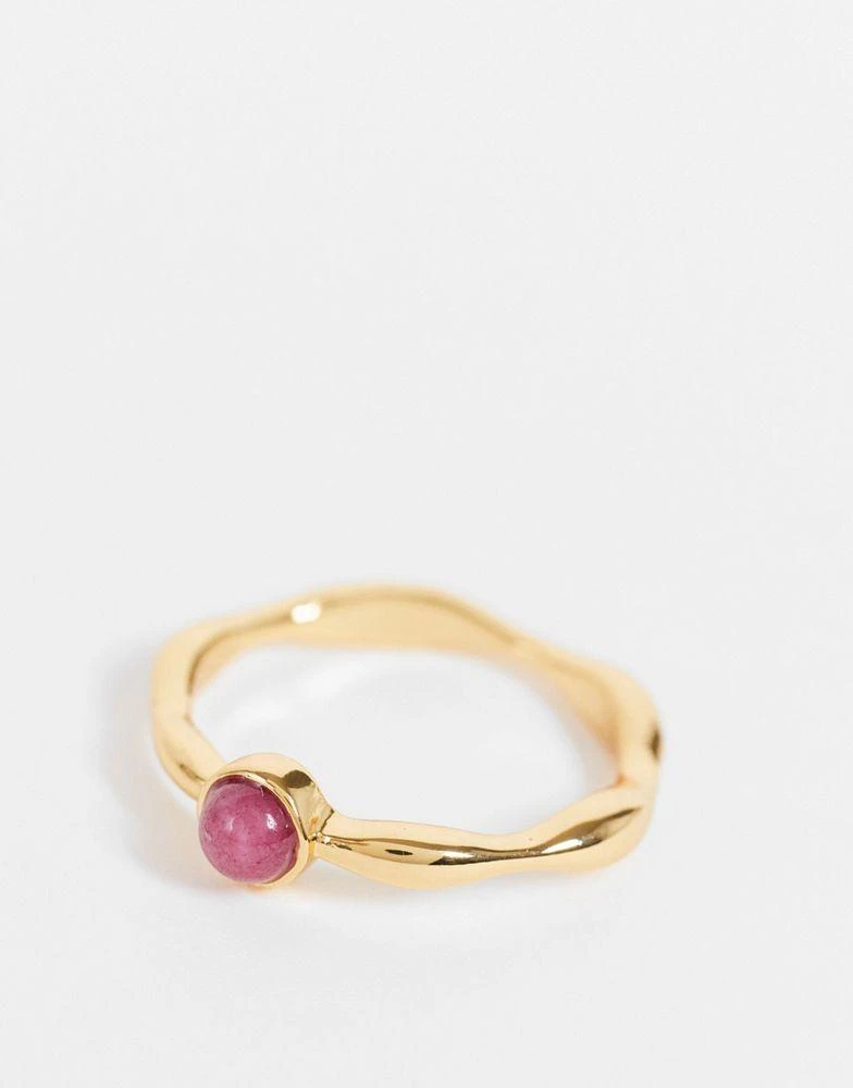 商品ASOS|ASOS DESIGN 14k gold plated ring with garnet style birthstone,价格¥115,第2张图片详细描述