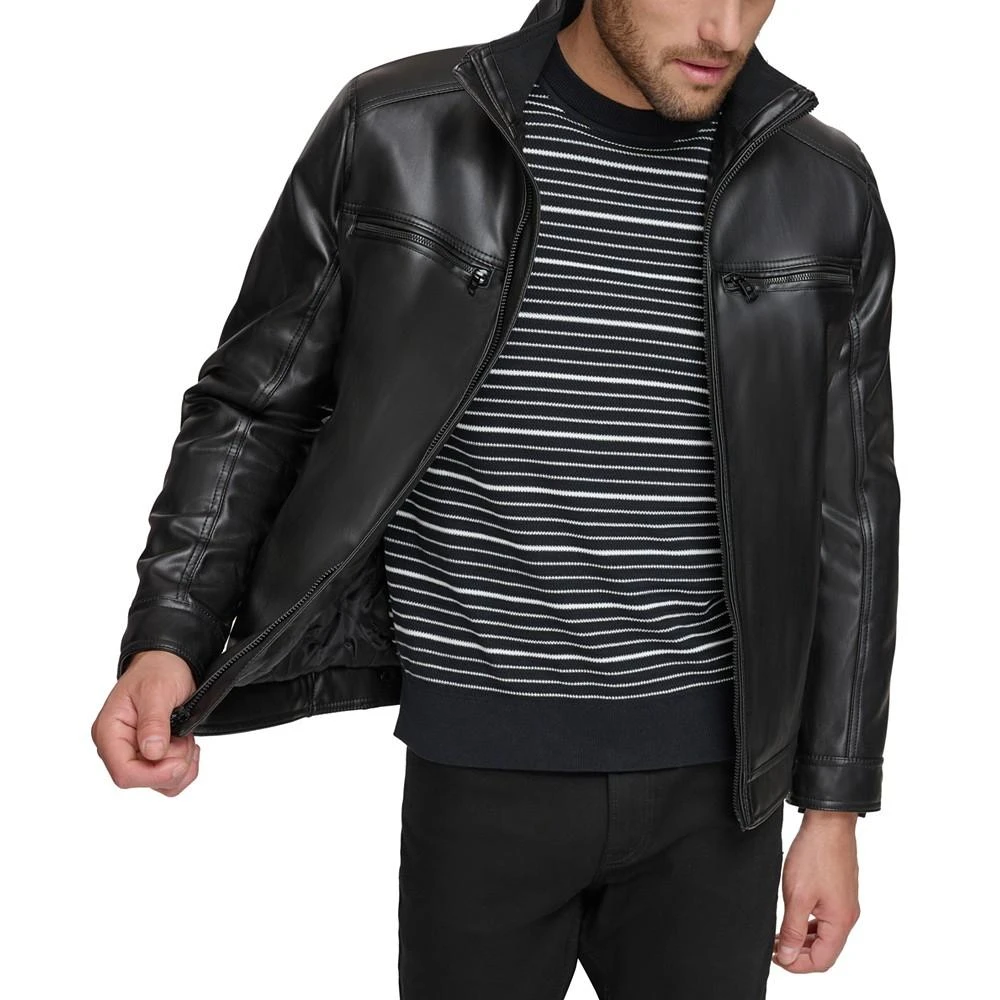 商品Calvin Klein|Men's Faux Leather Moto Jacket, Created for Macy's,价格¥675-¥1012,第3张图片详细描述