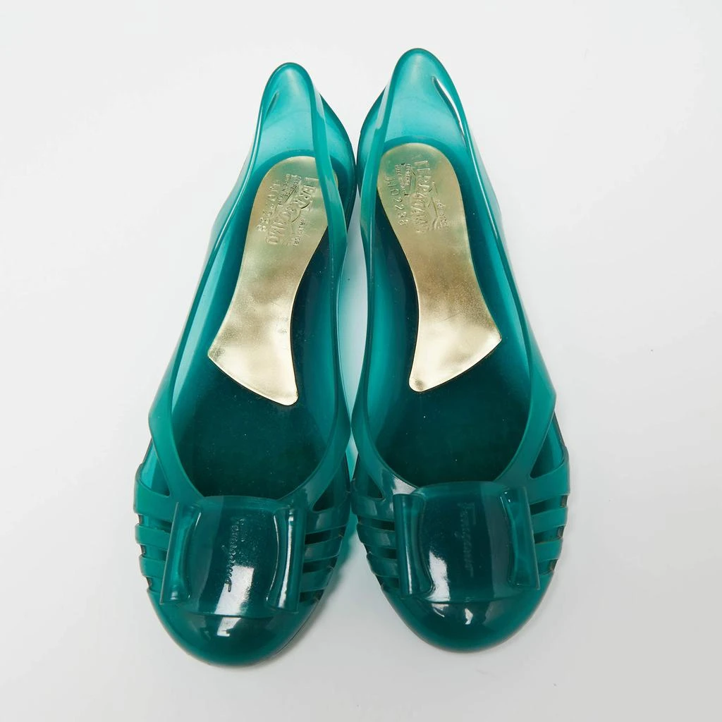 商品[二手商品] Salvatore Ferragamo|Salvatore Ferragamo Green Rubber Ballet Flats Size 37.5,价格¥813,第3张图片详细描述