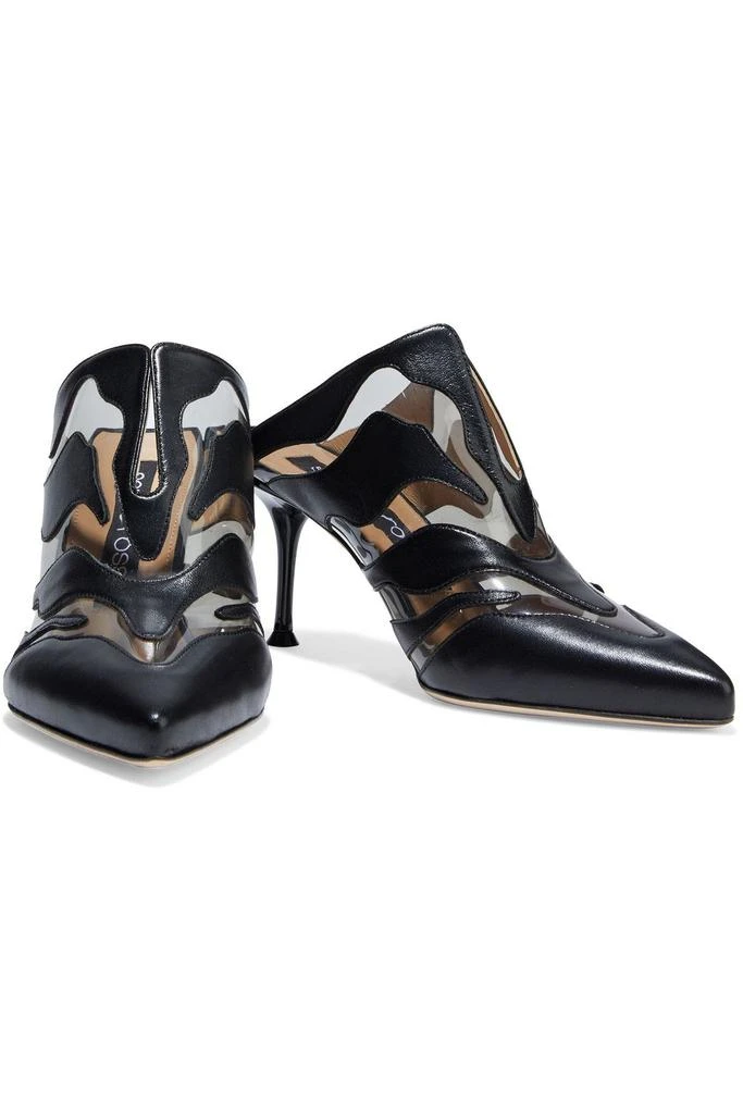 商品Sergio Rossi|PVC-trimmed leather mules,价格¥1363,第2张图片详细描述