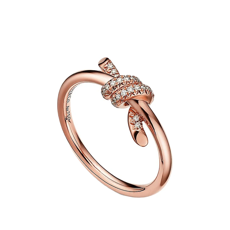   Tiffany & Co./蒂芙尼 22春夏新款 Knot系列 18K金 玫瑰金色 镶钻绳结戒指GRP11995 商品