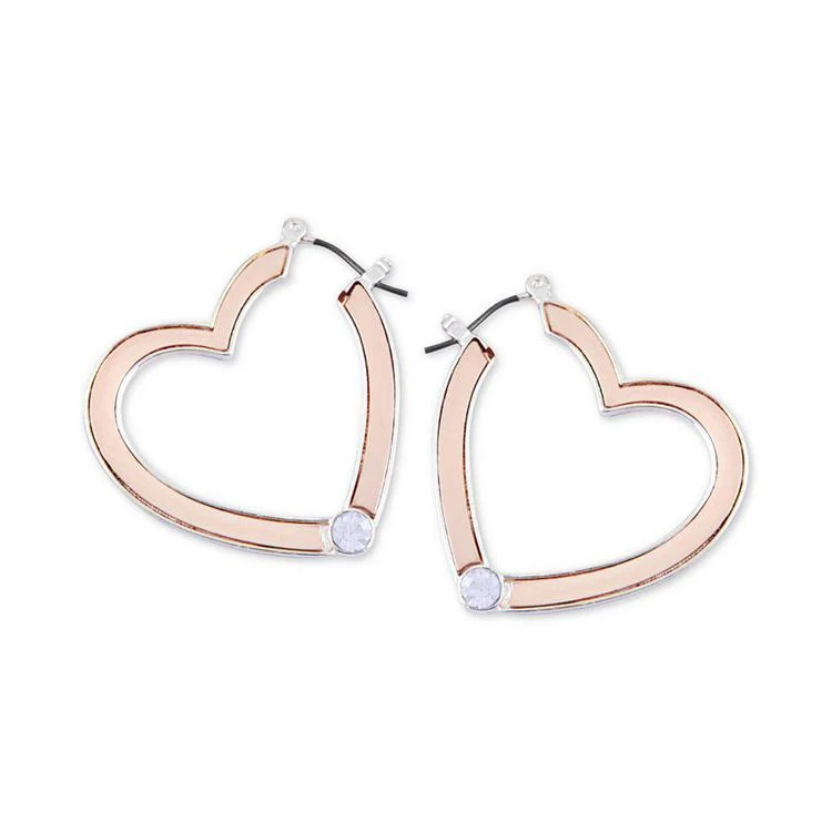 商品GUESS|Two-Tone Crystal Heart Hoop Earrings,价格¥125,第1张图片