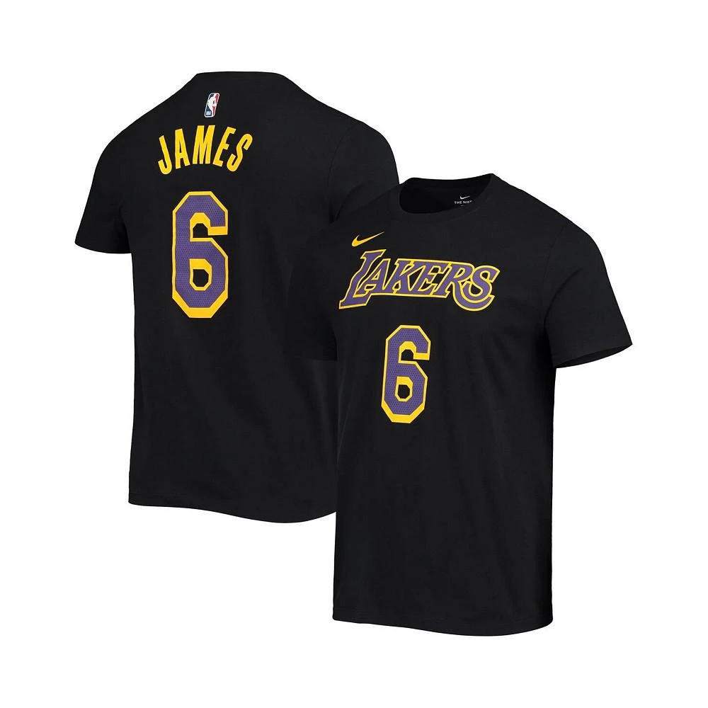 商品NIKE|Men's LeBron James Black Los Angeles Lakers Earned Edition Name and Number T-shirt,价格¥210,第1张图片