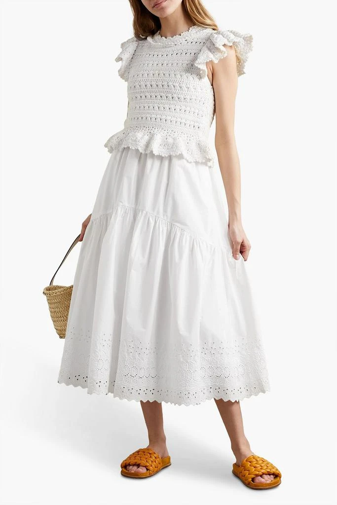 商品Sea|Rylee convertible cutout broderie anglaise cotton and crochet midi dress,价格¥2137,第2张图片详细描述