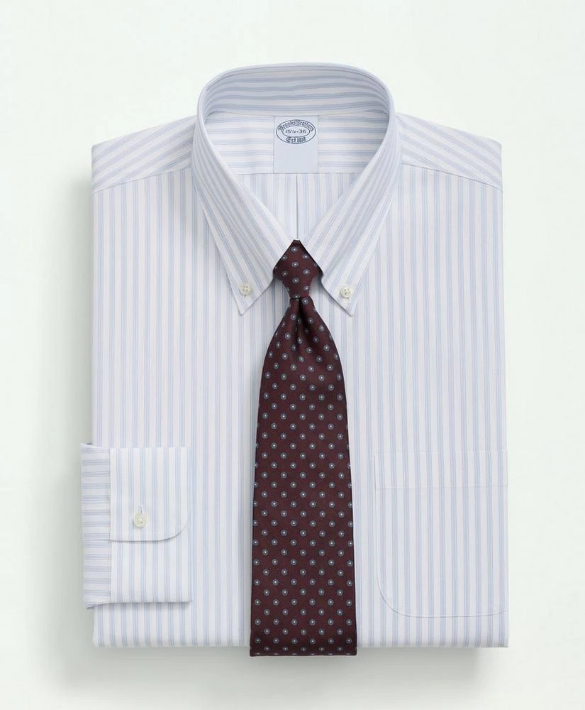 商品Brooks Brothers|Stretch Supima® Cotton Non-Iron Poplin Polo Button Down Collar Track Striped Dress Shirt,价格¥873,第1张图片