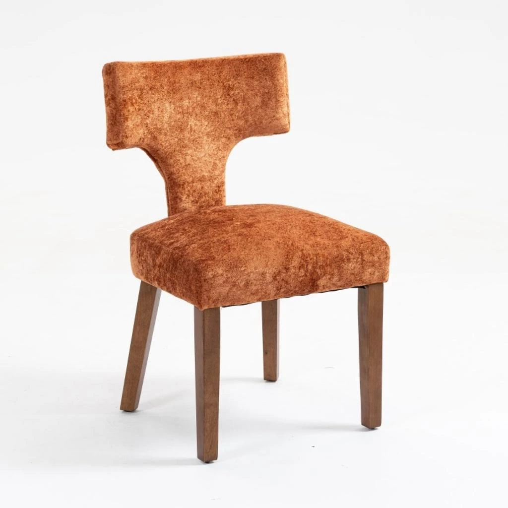 商品Streamdale Furniture|Streamdale Mid Century Modern Dining Chairs (Set of 2), Orange Linen Fabric,价格¥1380,第5张图片详细描述