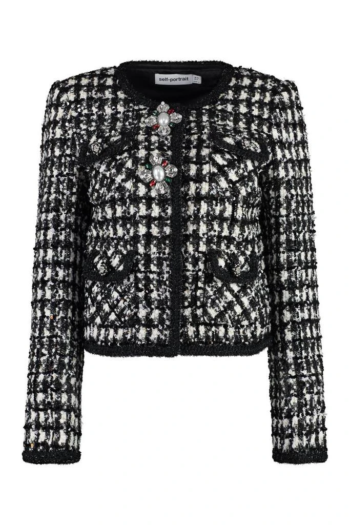 商品Self Portrait|SELF-PORTRAIT BOUCLE JERSEY SINGLE-BREASTED JACKET,价格¥3234,第1张图片