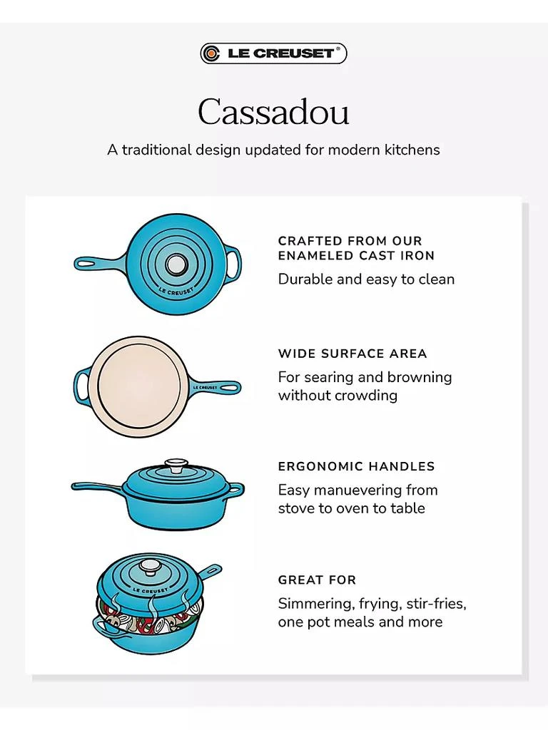商品Le Creuset|3.75-Quart Cast Iron Signature Cassadou,价格¥1633,第5张图片详细描述