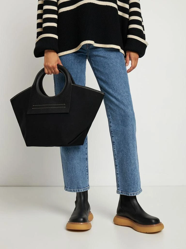 商品Hereu|Cala S Canvas & Grain Leather Tote Bag,价格¥1864,第2张图片详细描述