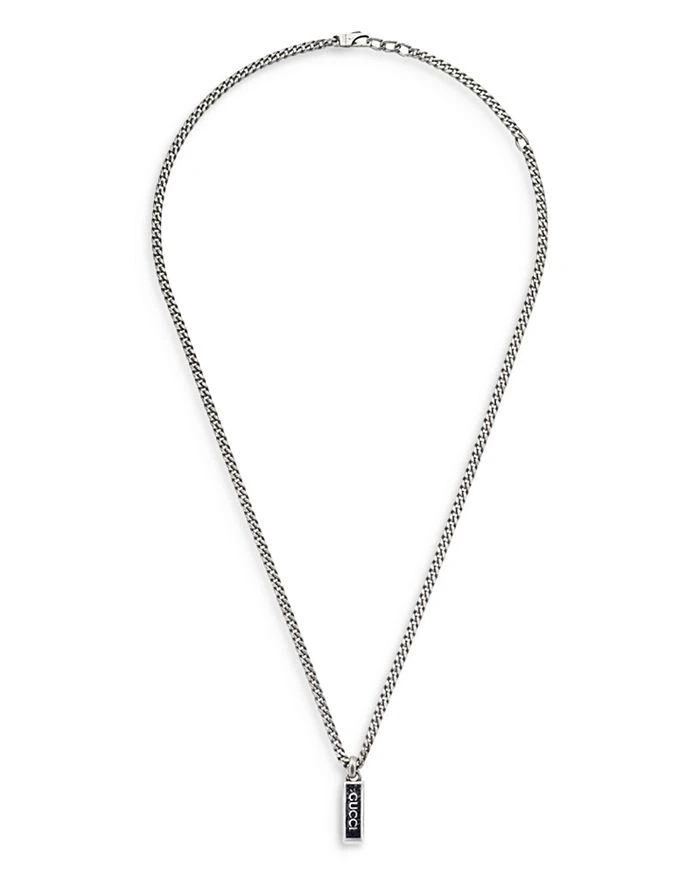 商品Gucci|Sterling Silver Curb Chain Tag Pendant Necklace, 19.6",价格¥4744,第2张图片详细描述