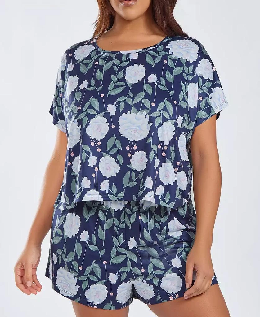 商品iCollection|Plus Size Ultra Soft 2 Piece Top and Shorts Pajama Set,价格¥408,第1张图片