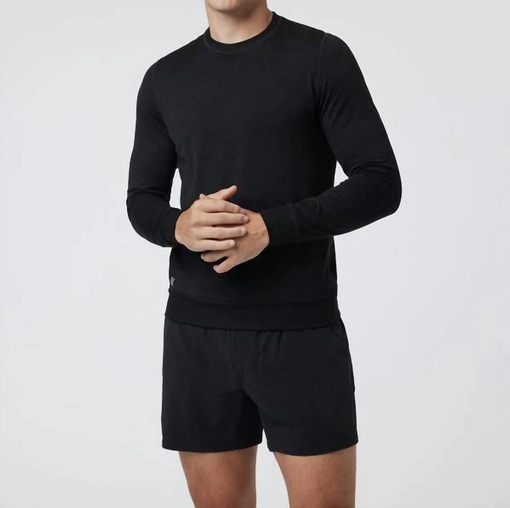 商品Vuori|Ponto Performance Crew Sweatshirt In Black Heather,价格¥678,第1张图片