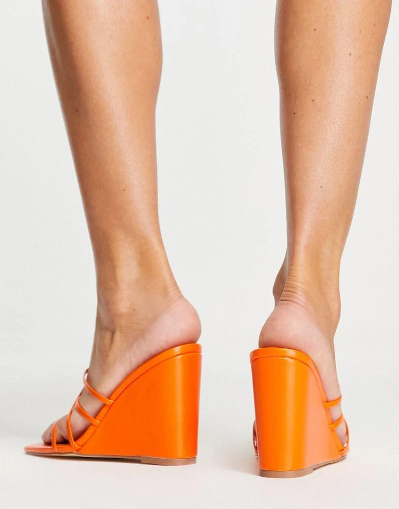 商品Topshop|Topshop Rocco strippy heeled wedge in orange,价格¥129,第2张图片详细描述