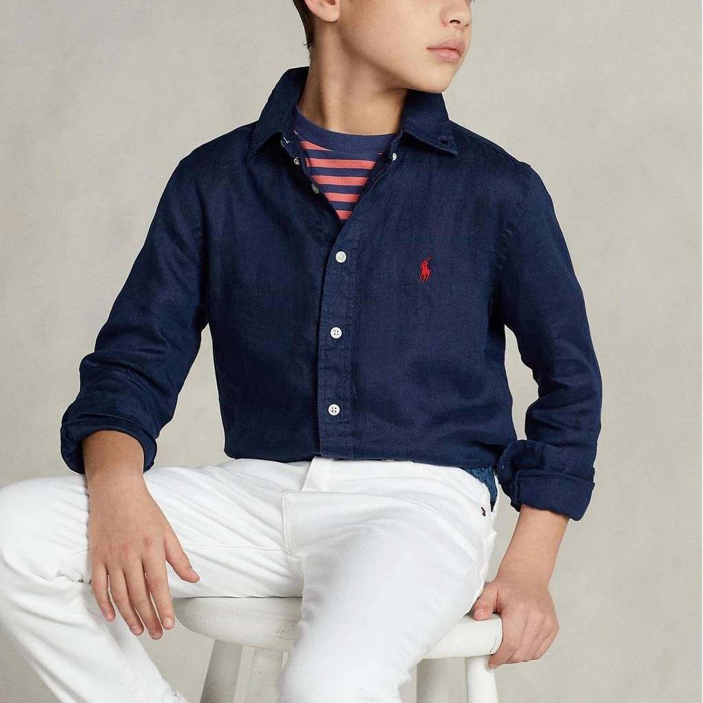 商品Ralph Lauren|Polo Ralph Lauren Boys' Linen Sport Shirt,价格¥302,第2张图片详细描述