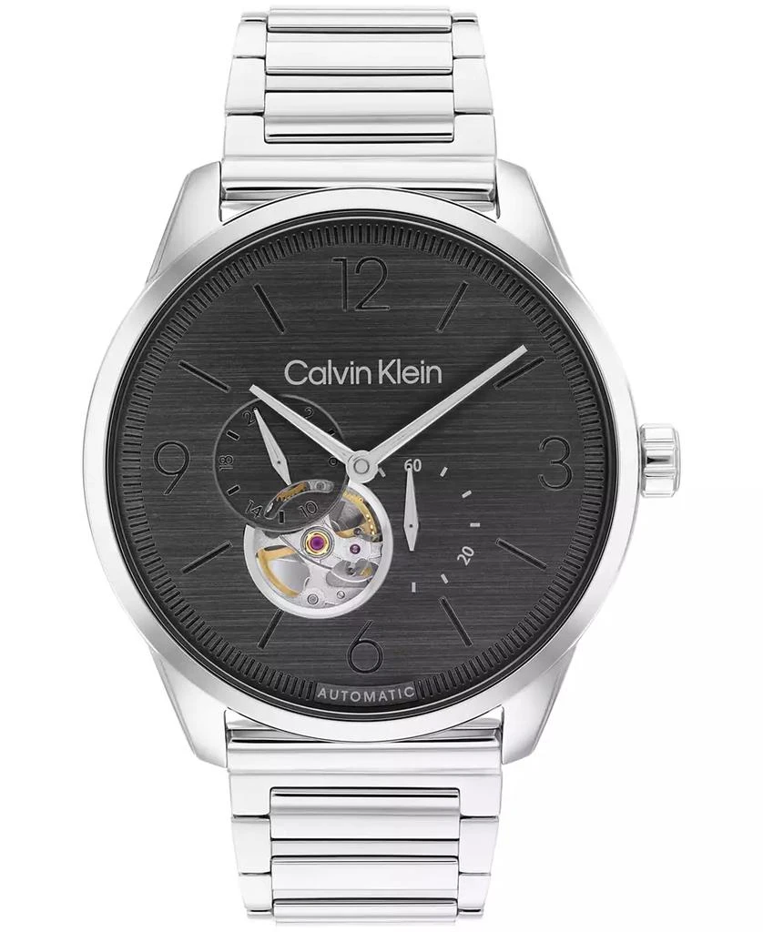 商品Calvin Klein|Men's Automatic Silver Stainless Steel Bracelet Watch 44mm,价格¥1676,第1张图片