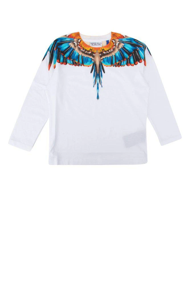 商品Marcelo Burlon|Marcelo Burlon County Of Milan Kids Wings Printed Long Sleeve T-Shirt,价格¥987,第1张图片