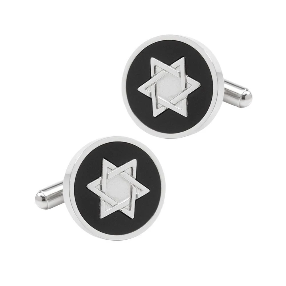 商品Ox and Bull Trading Co.|Men's Star of David Onyx Stainless Steel Cufflinks,价格¥391,第1张图片